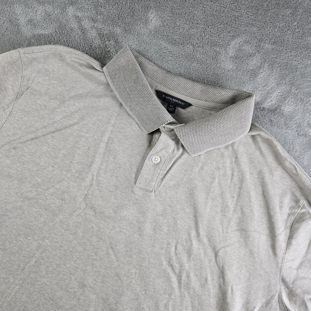 Banana Republic Polo Shirt Mens XL Tan Oatmeal Performance Short Sleeve Workwear